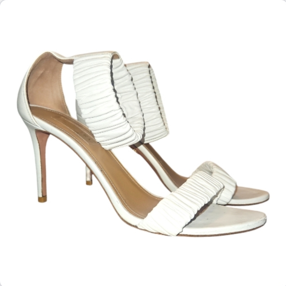AQUAZZURA | Liberty 85 Ankle Cuff Sandals in White ~ Size EU 38.5 / US 8 - Picture 2 of 8